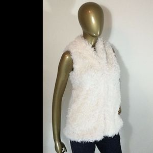 SAN SOUCI Faux Fur Shag Shaggy Vest Small White